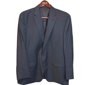 Macy's Men's Lauren Ralph Lauren Wool Suit Charcoal Blue Windowpane 50R P44Wx30L